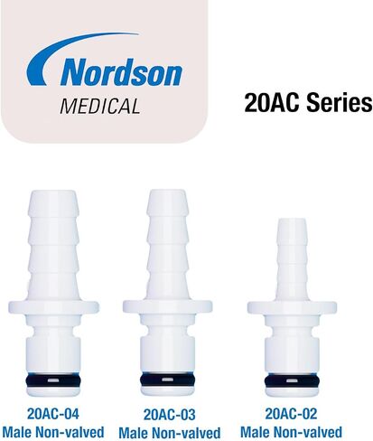 Nordson MEDICAL LinkTech 20AC موصل ذكر مستقيم مع خرطوم بارب، غير صمام، أسيتال طبيعي، بونا N، مقاوم للمواد الكيميائية (1/4 بوصة HB ذكر مستقيم، غير صمام) 20AC-PB2-04 in Kuwait