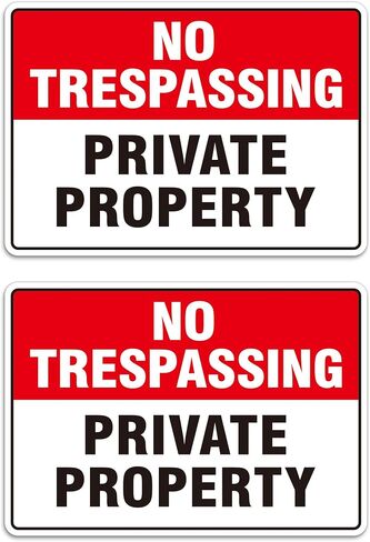 2Pack Private Property No Trespassing Sign, Self-Adhesive Waterproof and Scratch-resistant Keep Out Warning Stickers for Home, Business and Private Area (Red&White) in Kuwait