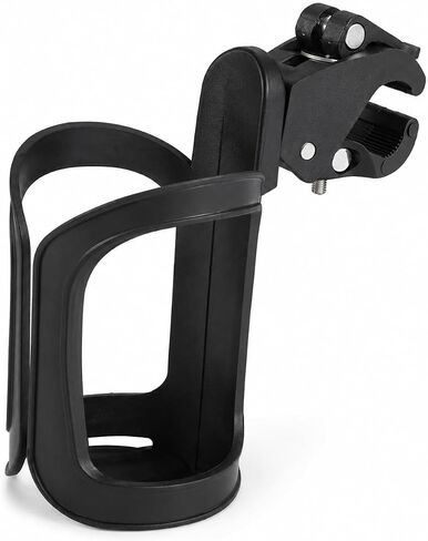 Black Clamp-On Cup Holder for Bike, Stroller, Scooter, Wheelchair and Walker, Tool-Free Handlebar Drink Holder for Water Bottles, Coffee Cups and Daily Travel in Kuwait