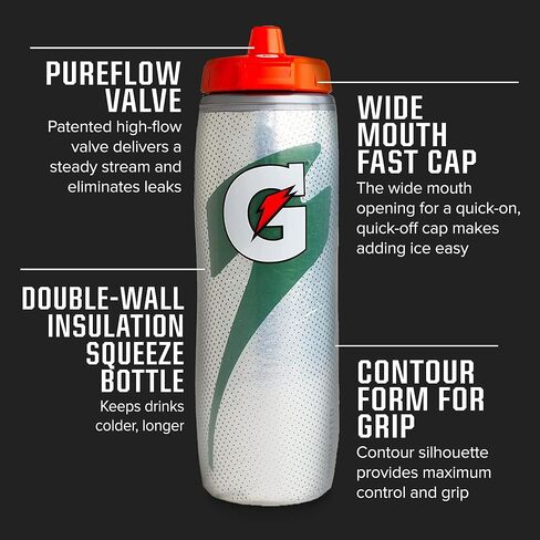 Gatorade Insulated 30oz Squeeze Bottles, Blue and Black in Kuwait