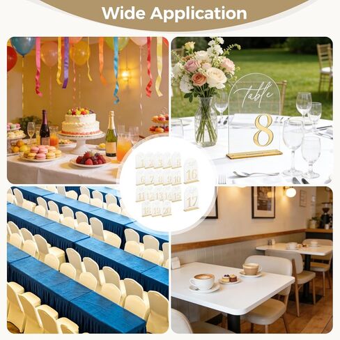 20 Pcs Wedding Table Numbers, Acrylic Arch Table Number Signs, 1-20 with Base, 7.1 x 4.7 in Large Size, Elegant Decoration for Wedding Receptions, Parties, and Banquets in Kuwait