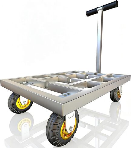 Heavy Duty Push Cart Dolly, 36 x 24in Platform Truck Flat Cart Hand Trucks, 2500lbs, Thickened Steel Pipe Integral Molding, 6" Swivel Brake Casters, Effort-Saving Design in Kuwait