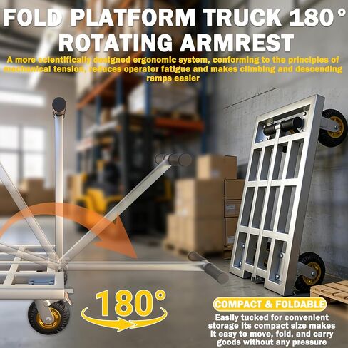 Heavy Duty Push Cart Dolly, 36 x 24in Platform Truck Flat Cart Hand Trucks, 2500lbs, Thickened Steel Pipe Integral Molding, 6" Swivel Brake Casters, Effort-Saving Design in Kuwait