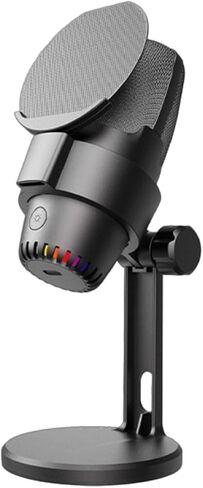 ميكروفون بودكاست USB لألعاب الكمبيوتر الشخصي M9 ميكروفون مكثف أسود مع تدرج RGB، وتقليل الضوضاء ENC، وحامل دائري للبث والبث والتسجيل in Kuwait
