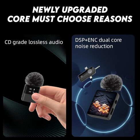 3 in 1 Dual Wireless Lavalier Mic System for iPhone and USB-C Android, Plug & Play, Noise Reduction, 30M Range, for Creators, Interviews & Live Streaming in Kuwait
