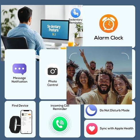Health Smart Bracelet, Activity & Fitness Trackers/SpO2/ Heart Rate/Blood Pressure/Sleep Stress/IP68 Waterproof for120 Sport Modes,Automatic Monitoring Wearable Fitness Tracker Comes with Free App in Kuwait