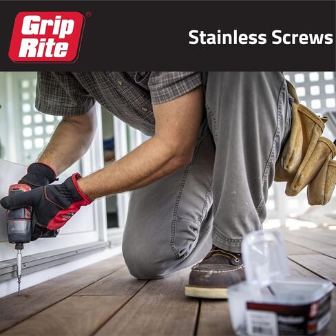 Grip-Rite PrimeGuard Max Deck Screws for Outdoor Projects - Hand Drive Trim Head Wood Screws - T17 Star Drive - 305 Stainless Steel - 7 x 2-1/4" - 1 Lb - MAXS214THW3051 in Kuwait