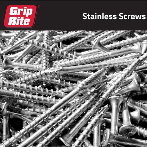 Grip-Rite PrimeGuard Max Deck Screws for Outdoor Projects - Hand Drive Trim Head Wood Screws - T17 Star Drive - 305 Stainless Steel - 7 x 2-1/4" - 1 Lb - MAXS214THW3051 in Kuwait
