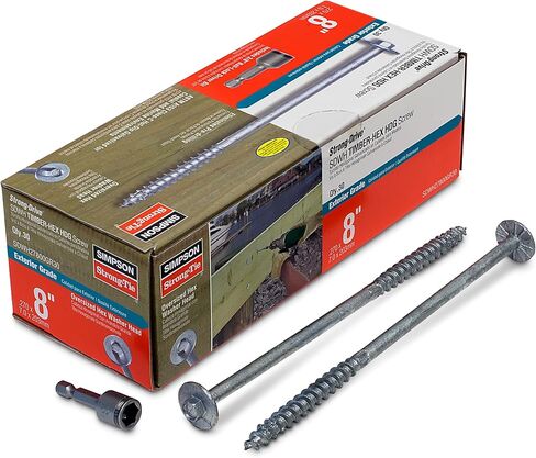 Simpson Strong-Tie SDWH27800GR30 Strong-Drive SDWH Timber-HEX HDG Screw 0.276 in. x 8 in. 3/8 Hex (30-Qty) in Kuwait