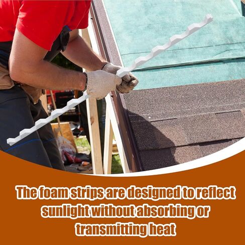 20 Pcs 3ft Long Octagonal Foam Closure Strips for Metal Roofing Standing Seam Low Rib Shallow Wave Panels Seal Ridges Joints Avoid Gaps Wind Water Dust Closed for Roof Maintenance Repair in Kuwait