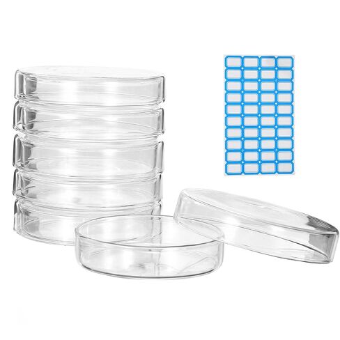 PATIKIL 5 Pcs Glass Petri Dish with Lid, 90 mm High Borosilicate Thicken Autoclavable Culture Dishes Lab Supplies Label for Science Experiment Laboratory Project, Clear in Kuwait