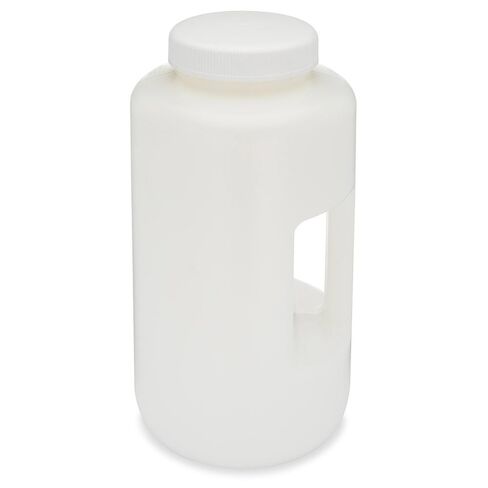 Globe Scientific 7174000 Diamond RealSeal Large Format HDPE Bottle with Handle, Round, 100mm PP Screw Cap, 4 L Capacity, Pack of 6 in Kuwait