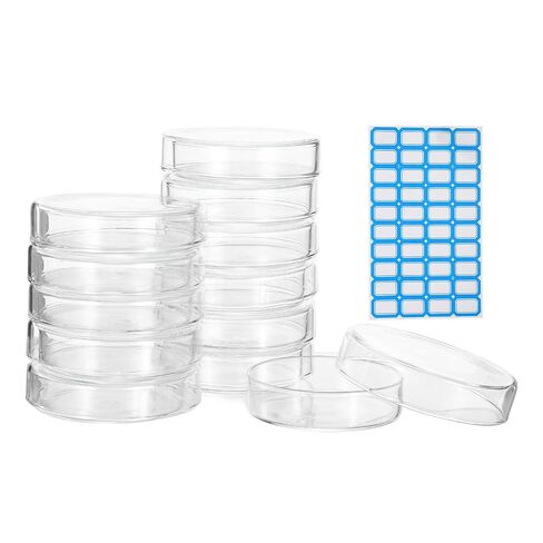 PATIKIL 5 Pcs Glass Petri Dish with Lid, 90 mm High Borosilicate Thicken Autoclavable Culture Dishes Lab Supplies Label for Science Experiment Laboratory Project, Clear in Kuwait