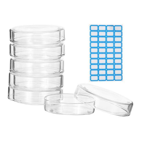 PATIKIL 5 Pcs Glass Petri Dish with Lid, 90 mm High Borosilicate Thicken Autoclavable Culture Dishes Lab Supplies Label for Science Experiment Laboratory Project, Clear in Kuwait