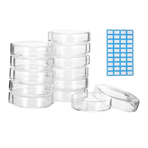 PATIKIL 5 Pcs Glass Petri Dish with Lid, 90 mm High Borosilicate Thicken Autoclavable Culture Dishes Lab Supplies Label for Science Experiment Laboratory Project, Clear in Kuwait