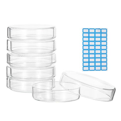 PATIKIL 5 Pcs Glass Petri Dish with Lid, 90 mm High Borosilicate Thicken Autoclavable Culture Dishes Lab Supplies Label for Science Experiment Laboratory Project, Clear in Kuwait