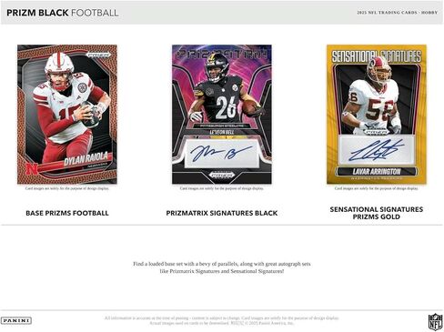 2025 Panini Prizm Black Football Hobby Trading Card Box (3 توقيعات لكل صندوق) in Kuwait