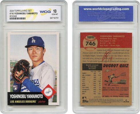 2024 بطاقة Topps Living الرسمية YOSHINOBU Yamamoto Rookie Card لوس أنجلوس دودجرز #746 - جوهرة متدرجة بالنعناع 10 in Kuwait