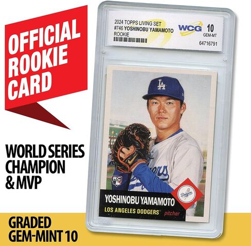 2024 بطاقة Topps Living الرسمية YOSHINOBU Yamamoto Rookie Card لوس أنجلوس دودجرز #746 - جوهرة متدرجة بالنعناع 10 in Kuwait