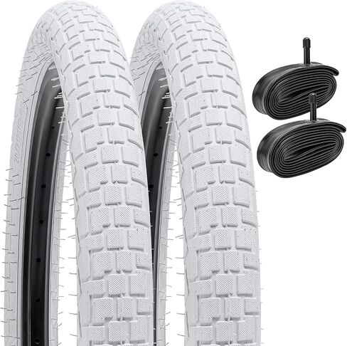 YUNSCM 2-PCS 18" إطارات دراجة الطريق 18 x 2.125/57-355 متوافقة مع دراجة الطريق 18x2.0 18x2.10 18x2.125 18x2.15 إطارات الدراجات (Y-1013)-أبيض in Kuwait