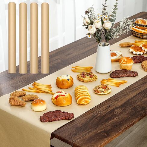 MotiMind 4 Pcs Charcuterie Paper Table Runner 15 x 48 Inches Disposable Kraft Brown Table Runner Butcher Paper Roll for Dining Birthday Party Weddings and Events in Kuwait
