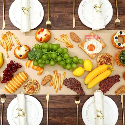 MotiMind 4 Pcs Charcuterie Paper Table Runner 15 x 48 Inches Disposable Kraft Brown Table Runner Butcher Paper Roll for Dining Birthday Party Weddings and Events in Kuwait