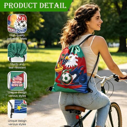 J6&H6 12 International Soccer Commemorative Drawstring Bags with 6 Unique Designs,Drawstring Bag 2026 Soccer Merchandise,for Celebrations Sports Competition Party in Kuwait