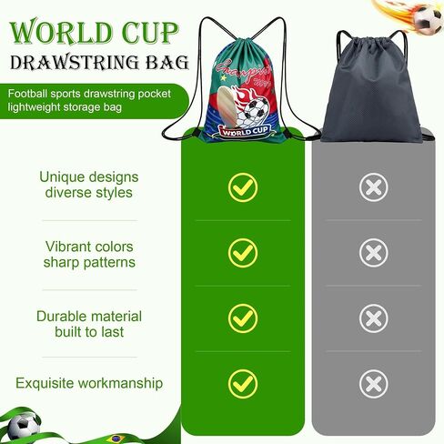 J6&H6 12 International Soccer Commemorative Drawstring Bags with 6 Unique Designs,Drawstring Bag 2026 Soccer Merchandise,for Celebrations Sports Competition Party in Kuwait