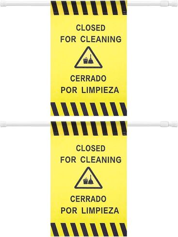 Fanfanwin 2 Pack Restroom Closed for Cleaning Sign with English Spanish 27.56-47.24" Expandable Bathroom Closed Sign Yellow Hanging Commercial Door Barricade Safety Banner for Cleaning Maintenance in Kuwait