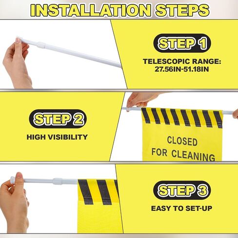 Fanfanwin 2 Pack Restroom Closed for Cleaning Sign with English Spanish 27.56-47.24" Expandable Bathroom Closed Sign Yellow Hanging Commercial Door Barricade Safety Banner for Cleaning Maintenance in Kuwait