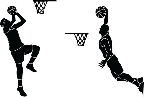 لاعب كرة السلة يغمس على مفتاح الإضاءة، لقطة Fadeaway، ملصقات جدارية، لوحات فنية جدارية من الفينيل لمفتاح الإضاءة، ديكور منزلي لغرفة الأطفال، أسود، 5 بوصات، عبوتان in Kuwait