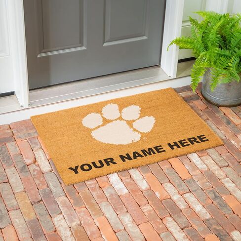 NCAA Clemson University Personalized Large Coir Doormat 2'x3' (36"x24"), Custom Name Front Door Mat with Non-Slip Rubber Back, Indoor Outdoor Entrance Rug Welcome Mats for Porch Patio Deck in Kuwait