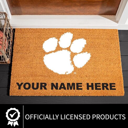 NCAA Clemson University Personalized Large Coir Doormat 2'x3' (36"x24"), Custom Name Front Door Mat with Non-Slip Rubber Back, Indoor Outdoor Entrance Rug Welcome Mats for Porch Patio Deck in Kuwait