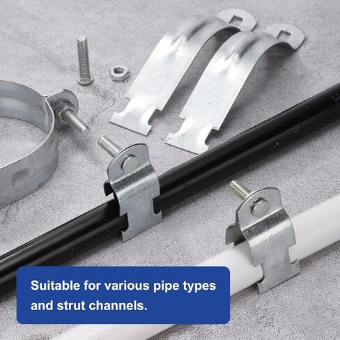 HARFINGTON 2pcs 1-2/9" EMT Strut Clamp 2.87" Length Universal 304 Stainless Steel Galvanized Strut Channel Accessory Conduit Clamp with Bolt and Nut for EMT Pipe Rigid Conduit, Silver in Kuwait