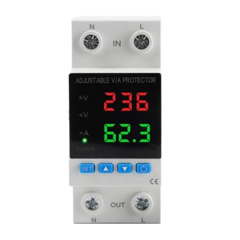 Dual Display 63A 230V Din Rail Adjustable Digital Over Voltage Under Relay Current Protection Leisurely in Kuwait