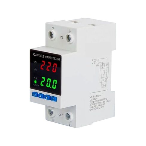 Dual Display 63A 230V Din Rail Adjustable Digital Over Voltage Under Relay Current Protection Leisurely in Kuwait