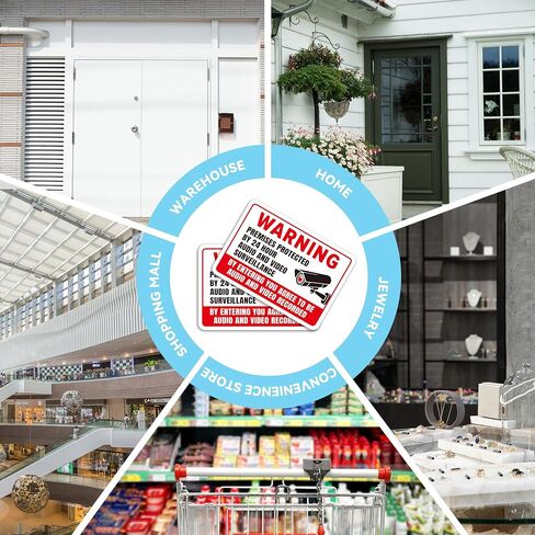 2PCS Premises Protected By 24 Hour Audio And Video Surveillance Warning Sign Sticker,Self-Adhesive Waterproof Security Camera In Use Sign,You Are Being Recorded Lables for Home, Business,Private Area in Kuwait