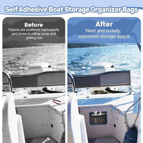 10" x 7" Boat Self-Adhesive Storage Net Bag | Waterproof, Strong Adhesive Backing, For Flashlights, Fishing Tackle, Gloves, Small Equipment Storage in Kuwait