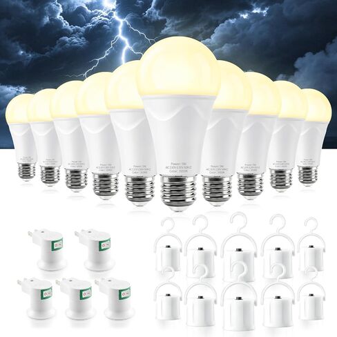 Brightever 6 Packs Rechargeable Emergency Light Bulbs, Battery Operated Light Bulb for Power Outage, 6000K Daylight White 120V 9W 60W Equivalent 1200mAh Rechargeable LED Bulb for Camping, Hurricane in Kuwait