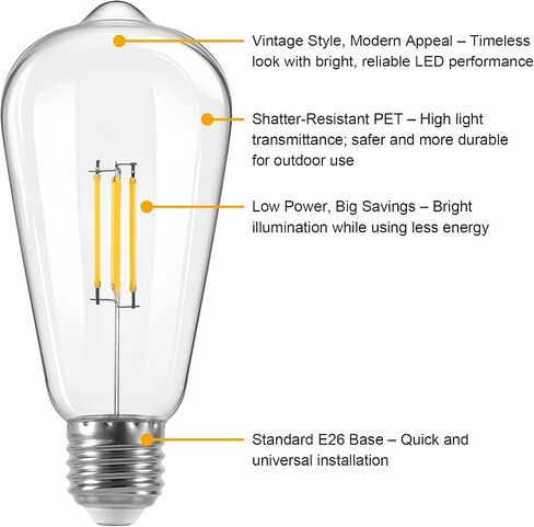 مصابيح LED، 3V 2W الجهد المنخفض DC، 3000K أبيض دافئ E26 لمبة قاعدة لأضواء الحظيرة الشمسية الجدار الشمعدان مصباح خارجي قابل لإعادة الشحن، 2 حزمة in Kuwait