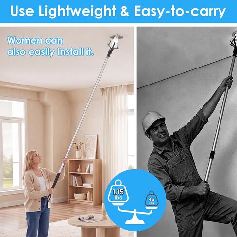 12Ft Light Bulb Changer for High Ceilings Lightweight 18FT Reach Light Bulb Replacement Removal Tool Extension Pole with Baskets Gripper and Suction Cup Fits Recessed and Standard Bulbs in Kuwait