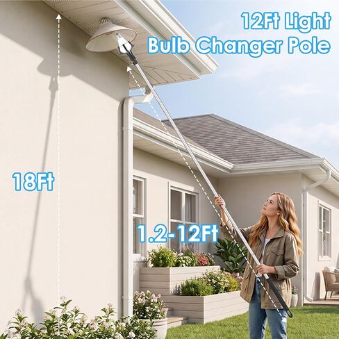 12Ft Light Bulb Changer for High Ceilings Lightweight 18FT Reach Light Bulb Replacement Removal Tool Extension Pole with Baskets Gripper and Suction Cup Fits Recessed and Standard Bulbs in Kuwait