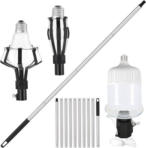 12Ft Light Bulb Changer for High Ceilings Lightweight 18FT Reach Light Bulb Replacement Removal Tool Extension Pole with Baskets Gripper and Suction Cup Fits Recessed and Standard Bulbs in Kuwait