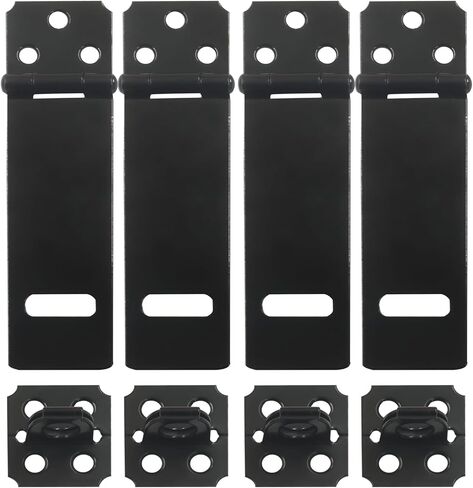 Bivethoi 8 Pack 2 Inch Black Hasp Latch, Safety Padlock Hasp Door Slide Latch, Packlock Clasp Gate Locks for Wooden Fence/Pet Cage/Cabinet/Window/Garden/Yard in Kuwait