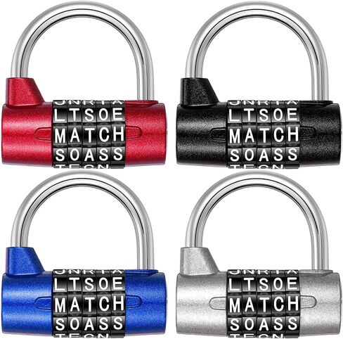 4 Pcs 5 Letter Combination Lock, Keyless Resettable Heavy Duty Metal Safety Padlock in 4 Colors for Gym Locker, Toolbox, Hasp Cabinet in Kuwait