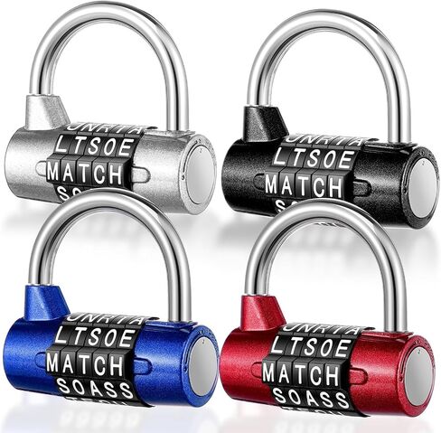 4 Pcs 5 Letter Combination Lock, Keyless Resettable Heavy Duty Metal Safety Padlock in 4 Colors for Gym Locker, Toolbox, Hasp Cabinet in Kuwait