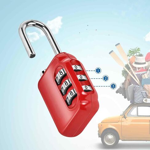 2 Pack Combination Lock, Heavy Duty Alloy 3-Digit Padlock, Metal Waterproof Outdoor Travel Luggage Locks for Locker, Sports Locker, Fence, Toolbox, Gate, Case, Hasp Storage-Blue Red in Kuwait