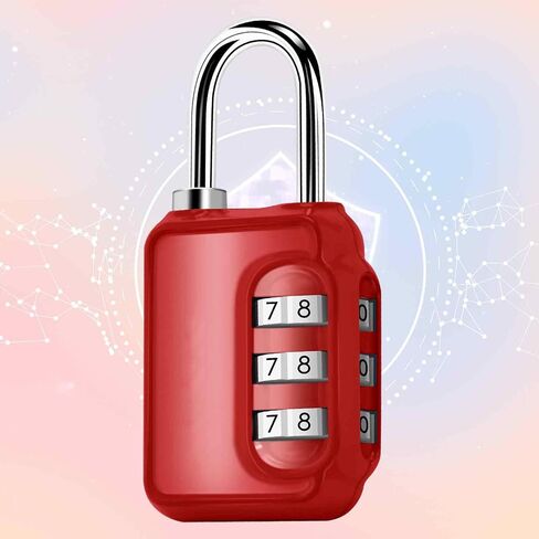 2 Pack Combination Lock, Heavy Duty Alloy 3-Digit Padlock, Metal Waterproof Outdoor Travel Luggage Locks for Locker, Sports Locker, Fence, Toolbox, Gate, Case, Hasp Storage-Blue Red in Kuwait