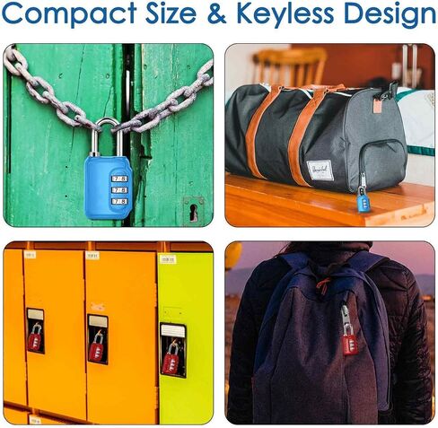 2 Pack Combination Lock, Heavy Duty Alloy 3-Digit Padlock, Metal Waterproof Outdoor Travel Luggage Locks for Locker, Sports Locker, Fence, Toolbox, Gate, Case, Hasp Storage-Blue Red in Kuwait