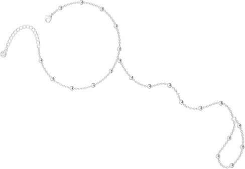 Hand Chain Siver Bracelet for Women, Silver Beaded Ring Hand Chain Finger Ring Cubic Zirconia Dainty 14K Gold Plated Cross Bracelet Chains for Women Simple Body Jewelry in Saudi Arabia